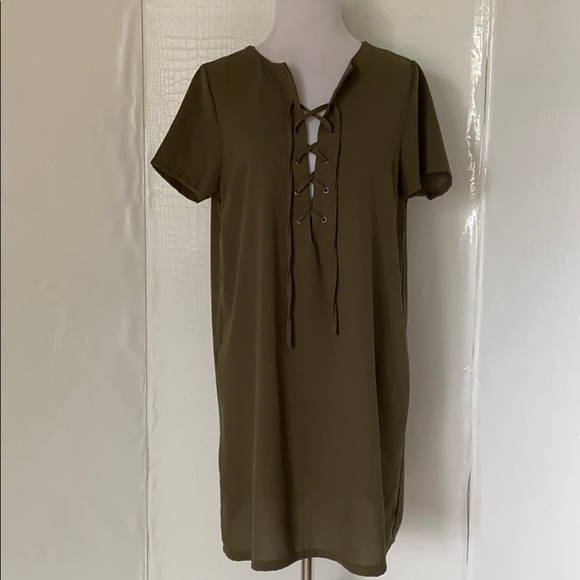 LACE-UP CHIFFON DRESS - Picture 2 of 5